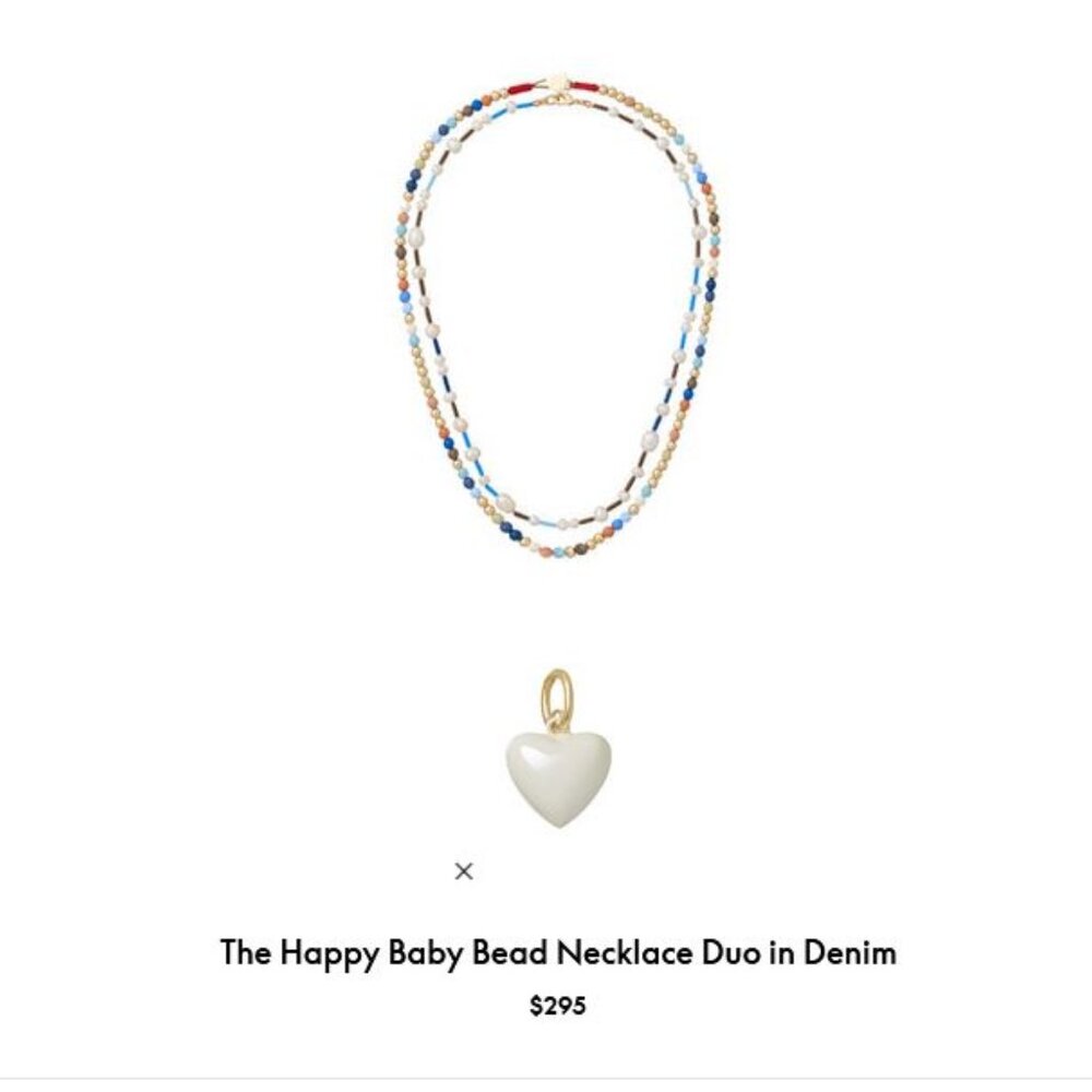Roxanne Assoulin The Happy Baby Bead Necklace Duo in Denim & Cream Charm firm pr - Picture 2 of 3